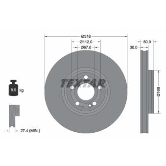 Jeu de 2 disques de frein avant TEXTAR 92316705 pour SEAT ARONA B 220 d 4-matic - 190cv