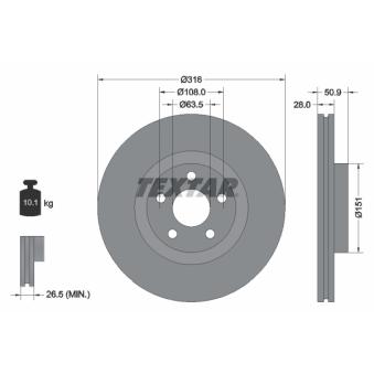 Jeu de 2 disques de frein avant TEXTAR OEM 2036566