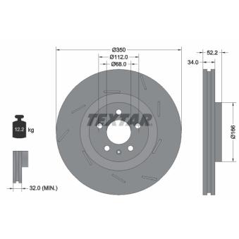 Disque de frein avant droit TEXTAR OEM 95B615302