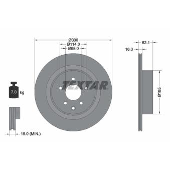 Jeu de 2 disques de frein arrière TEXTAR [92319703]