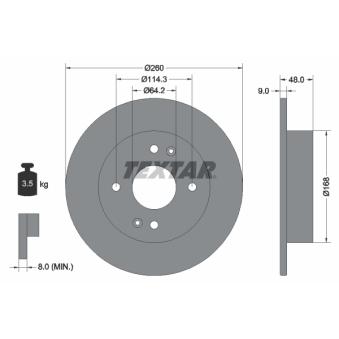 Jeu de 2 disques de frein arrière TEXTAR OEM 42510S84A52 Jeu de 2 disques de frein arrière TEXTAR OEM 42510S84A52