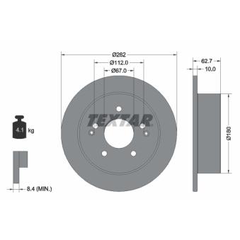 Jeu de 2 disques de frein arrière TEXTAR 92322203