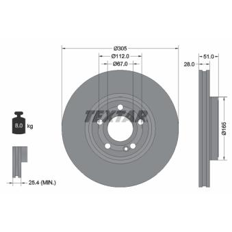 Jeu de 2 disques de frein avant TEXTAR [92323405]