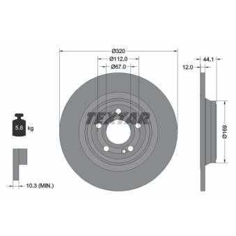 Jeu de 2 disques de frein arrière TEXTAR OEM A2474230312