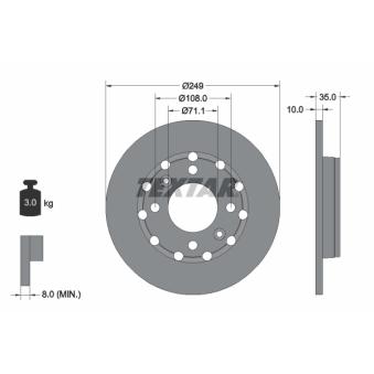 Jeu de 2 disques de frein arrière TEXTAR 92325803 pour SSANGYONG ACTYON e-C4 - 156cv