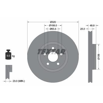 Jeu de 2 disques de frein avant TEXTAR OEM KV6C1125FC