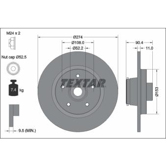 Jeu de 2 disques de frein arrière TEXTAR OEM 432023939R
