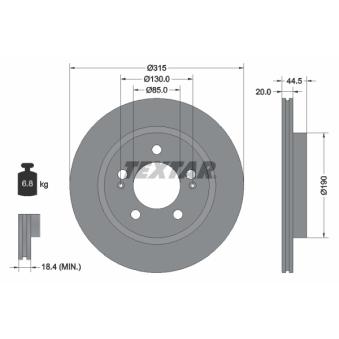 Jeu de 2 disques de frein arrière TEXTAR 92332903