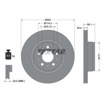 Jeu de 2 disques de frein avant TEXTAR OEM 104461100D
