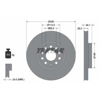 Jeu de 2 disques de frein avant TEXTAR [92334805]