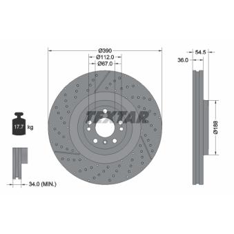 Jeu de 2 disques de frein avant TEXTAR 92337005 pour DAIHATSU CUORE 450 AMG 4-matic - 367cv