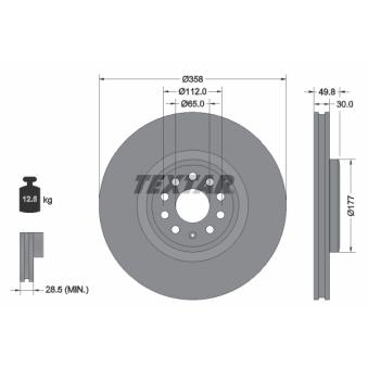 Jeu de 2 disques de frein avant TEXTAR 92337505 pour AUDI Q5 Pro Performance - 204cv