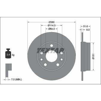 Jeu de 2 disques de frein arrière TEXTAR OEM 440A06575R