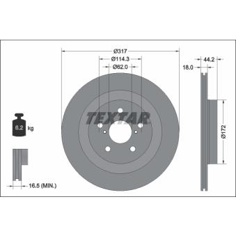 Jeu de 2 disques de frein arrière TEXTAR OEM T424314208 Jeu de 2 disques de frein arrière TEXTAR OEM T424314208