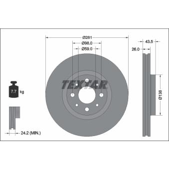 Jeu de 2 disques de frein avant TEXTAR OEM 52195818 Jeu de 2 disques de frein avant TEXTAR OEM 52195818