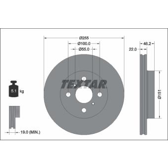 Jeu de 2 disques de frein avant TEXTAR 92344803 pour TOYOTA YARIS 1,5 - 120cv