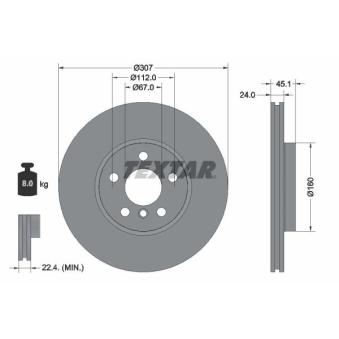 Jeu de 2 disques de frein avant TEXTAR OEM 34106891079