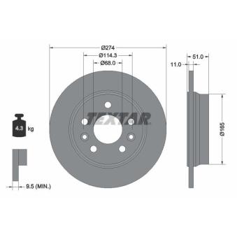 Jeu de 2 disques de frein avant TEXTAR 92352803