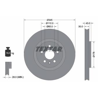 Jeu de 2 disques de frein avant TEXTAR 92355103 pour MG MG 4 EV - 170cv