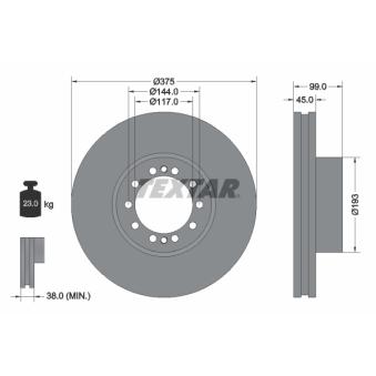 Jeu de 2 disques de frein avant TEXTAR OEM 1400069 Jeu de 2 disques de frein avant TEXTAR OEM 1400069