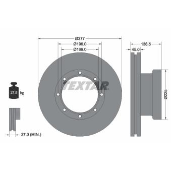 Jeu de 2 disques de frein arrière TEXTAR OEM 1142132 Jeu de 2 disques de frein arrière TEXTAR OEM 1142132