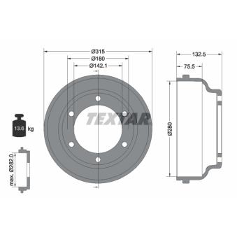 Tambour de frein TEXTAR OEM YC1W1126ED Tambour de frein TEXTAR OEM YC1W1126ED