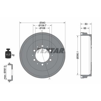Tambour de frein TEXTAR OEM 4243134021 Tambour de frein TEXTAR OEM 4243134021