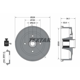 Tambour de frein TEXTAR OEM 9196290
