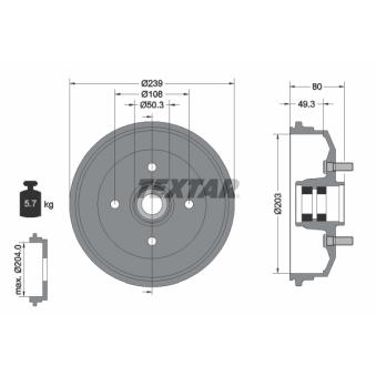 Tambour de frein TEXTAR OEM 7296355