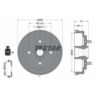 Tambour de frein TEXTAR [94042800]