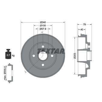 Tambour de frein TEXTAR OEM 3780A028