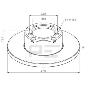 Jeu de 2 disques de frein avant PE Automotive OEM 6014200072