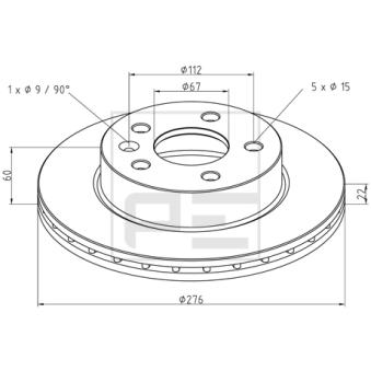 Jeu de 2 disques de frein avant PE Automotive OEM 6384210112