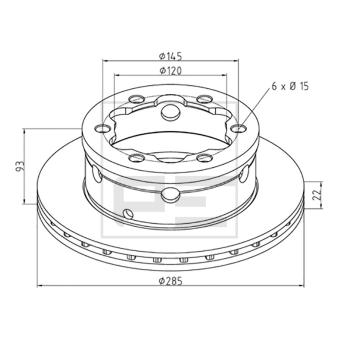 Jeu de 2 disques de frein avant PE Automotive OEM 9044230112