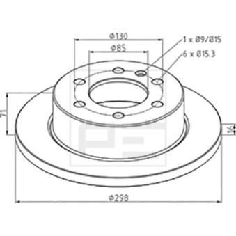 Jeu de 2 disques de frein avant PE Automotive OEM 9064230012
