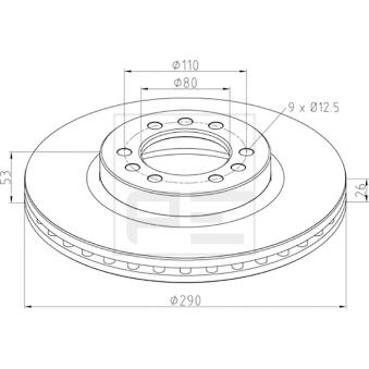 Jeu de 2 disques de frein avant PE Automotive OEM 042471214