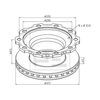 Jeu de 2 disques de frein avant PE Automotive 046.377-00A