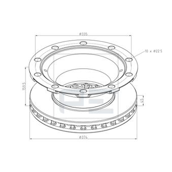 Jeu de 2 disques de frein avant PE Automotive OEM 0308834147