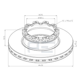 Jeu de 2 disques de frein avant PE Automotive OEM 4079001701