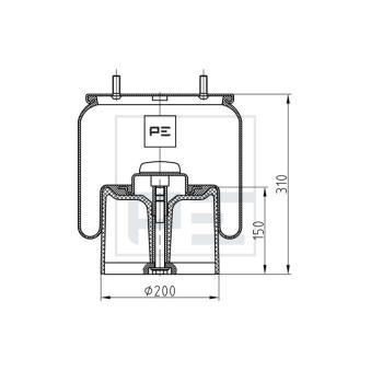 Ressort pneumatique, suspension pneumatique PE Automotive [084.082-74A]