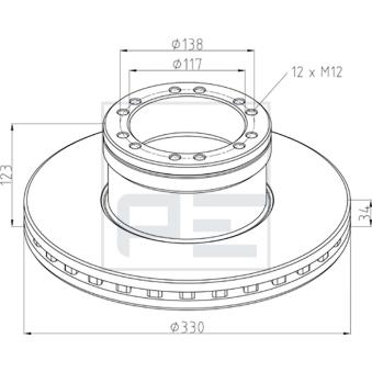 Jeu de 2 disques de frein avant PE Automotive OEM 1400163 Jeu de 2 disques de frein avant PE Automotive OEM 1400163