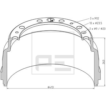 Tambour de frein PE Automotive OEM 1334075