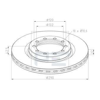 Jeu de 2 disques de frein avant PE Automotive OEM 5010260604