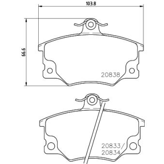 Jeu de 4 plaquettes de frein avant MINTEX OEM 60810239
