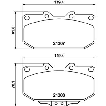 Jeu de 4 plaquettes de frein avant MINTEX OEM 4106037P91