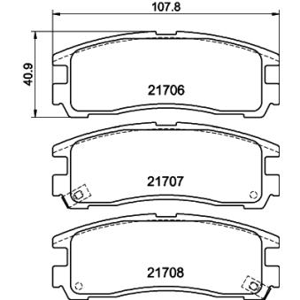 Jeu de 4 plaquettes de frein arrière MINTEX OEM MR389578