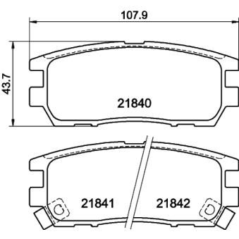 Jeu de 4 plaquettes de frein arrière MINTEX OEM MR205269