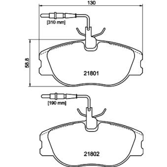 Jeu de 4 plaquettes de frein avant MINTEX OEM 425109 Jeu de 4 plaquettes de frein avant MINTEX OEM 425109