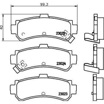 Jeu de 4 plaquettes de frein arrière MINTEX OEM 440660m800 Jeu de 4 plaquettes de frein arrière MINTEX OEM 440660m800