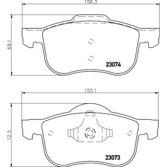 Jeu de 4 plaquettes de frein avant MINTEX OEM 30648385 Jeu de 4 plaquettes de frein avant MINTEX OEM 30648385